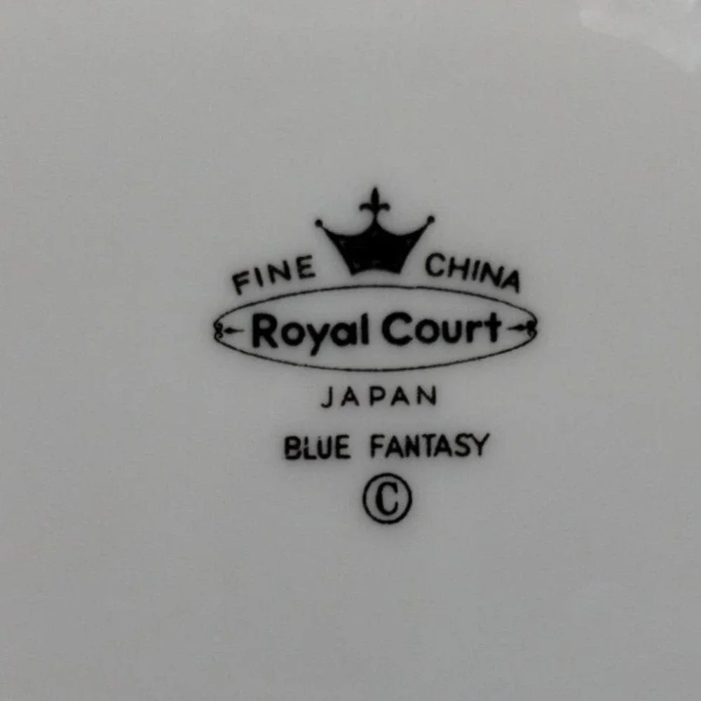 Royal Court Gravy Boat with Attached‎ Underplate Blue Fantasy Fine China